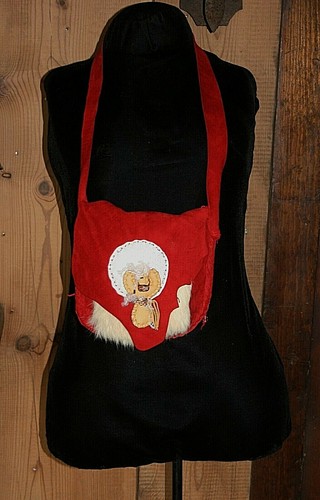 Crystal Moon Goddess Red Deer Leather & Rabbit Fur Shoulder Bag by Lizzy Bear! - Picture 9 of 12