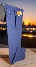 VTG 70s Dana Point Trousers Pants Blue Poly Rayon Deadstock NWT Size 8