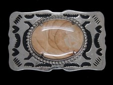 UC03114 VINTAGE 1970s  AGATE STONE  WESTERN  COWBOY DESIGN BELT BUCKLE