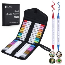 24 Colors Brush Fine Tip Acrylic Paint Pens, Dual Tip Acrylic Paint Markers...