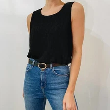 Pleione Pleated Scoop Neck Tank Top Blouse - Size - XL