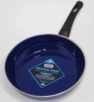 RIESS Omas Emailpfanne 18cm, Bratpfanne, Kobaltblaut, Induktion