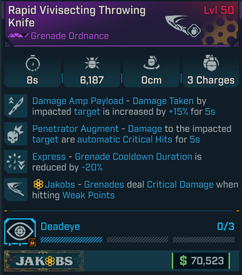 Borderlands 4 VEX VIVISECT KNIFE PENETRATOR LV50 LV34