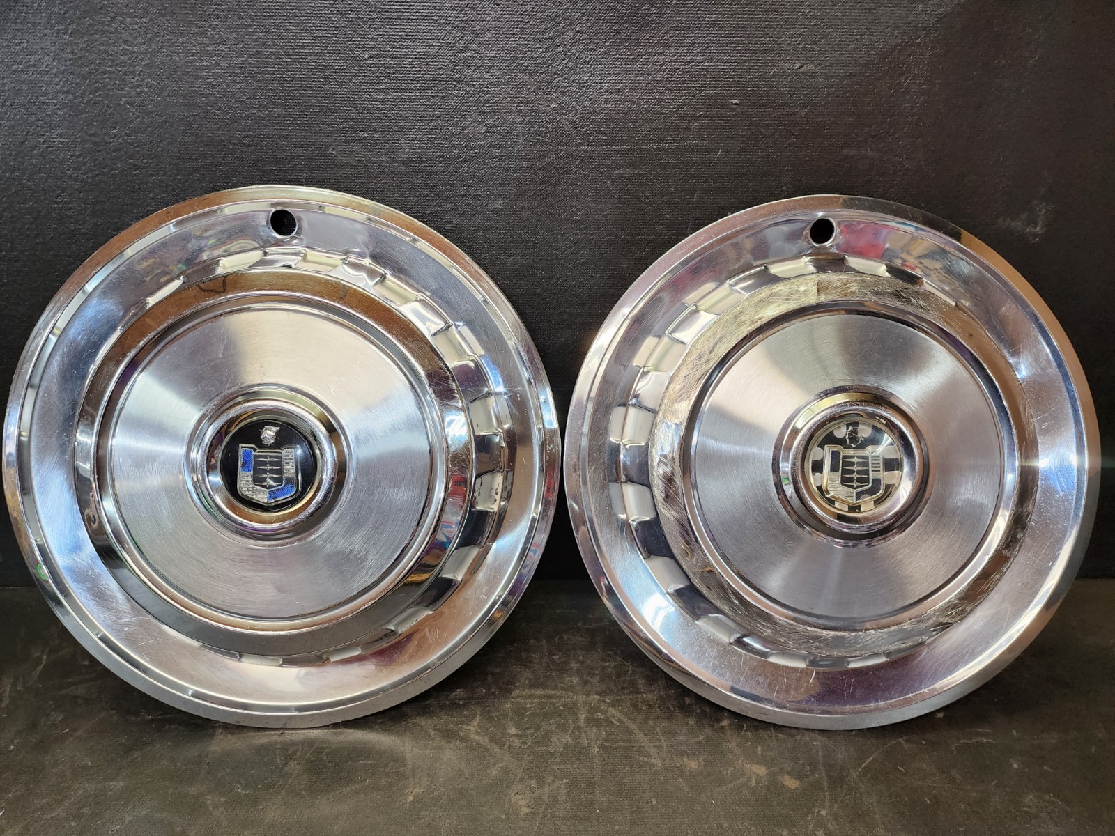 1957-58 Mercury Montclair OEM Hubcaps Pair with Center Cap for Turnpike Cruiser Ford