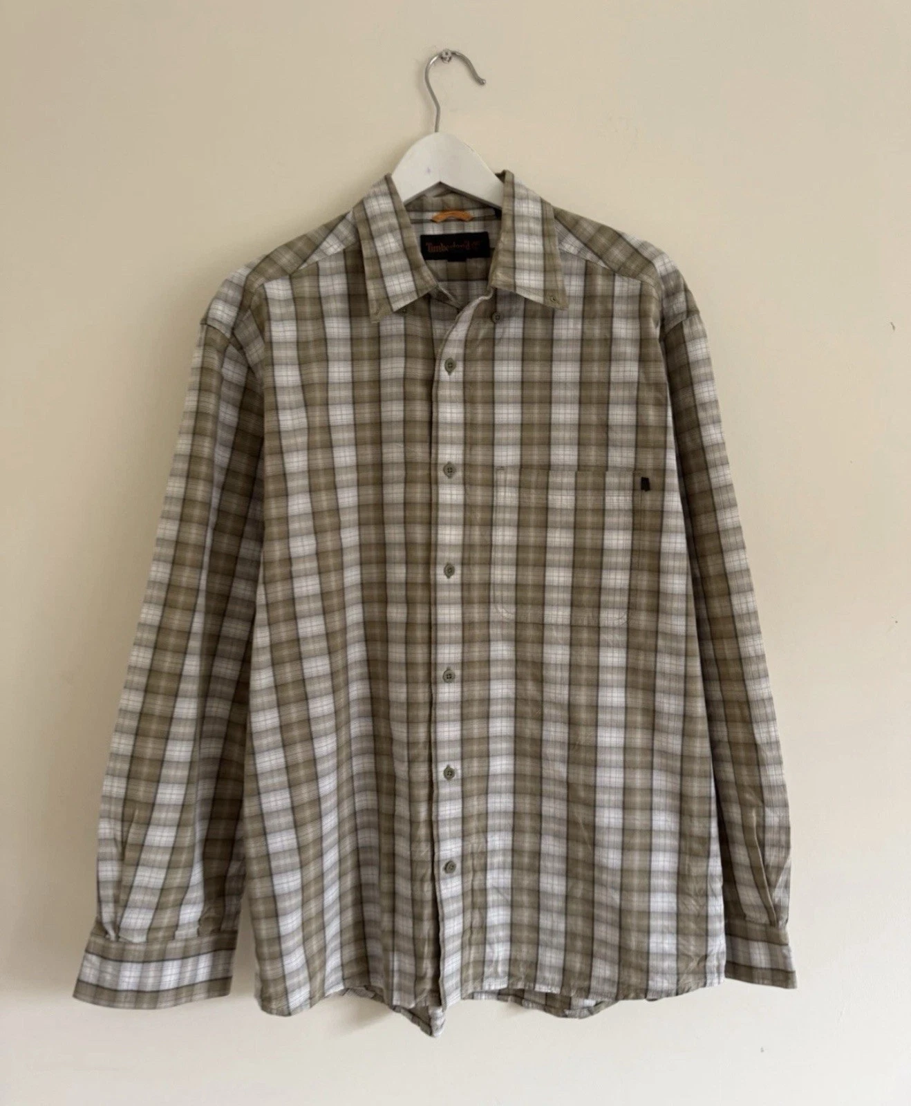 Men’s Timberland Plaid Long Sleeved Cotton Shirt Size Medium 0332