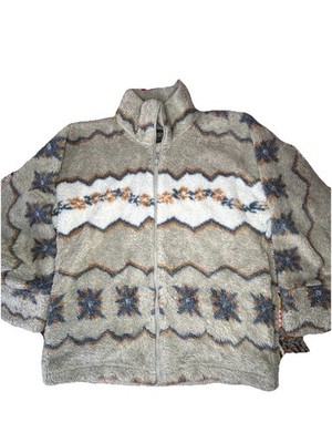 Monterey Fashions Beige Geometric Zip Pockets Women's Short Long Sleeve Jacket