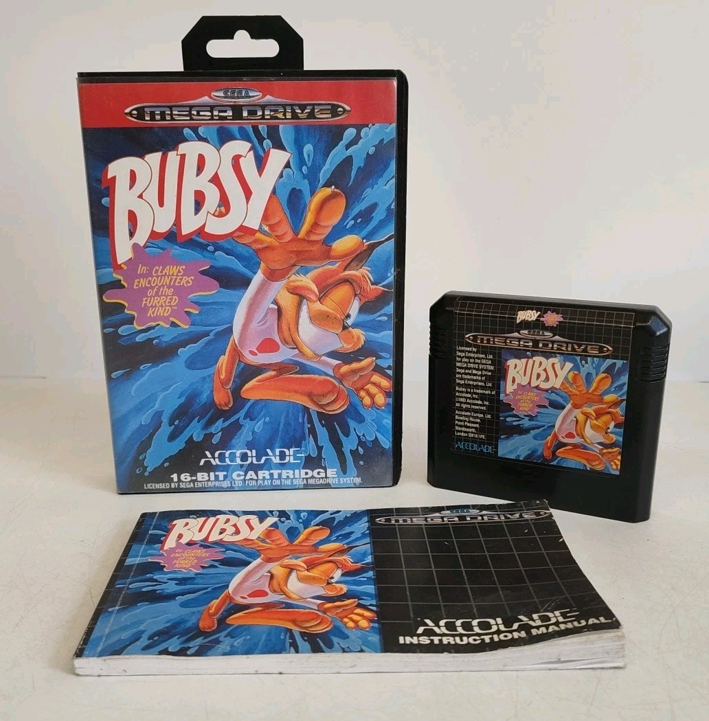 Bubsy PAL 1993 SEGA Mega Drive Game Boxed w/ Manual CIB