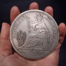 Collection Ancient Copper Silver-Nickel Old China 1908 Year Sitting Statue Coins