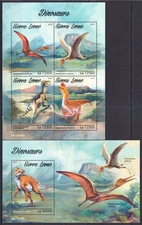 GS0805 2019 SIERRA LEONE DINOSAURS PREHISTORIC ANIMALS #10876-879+BL1689 MNH