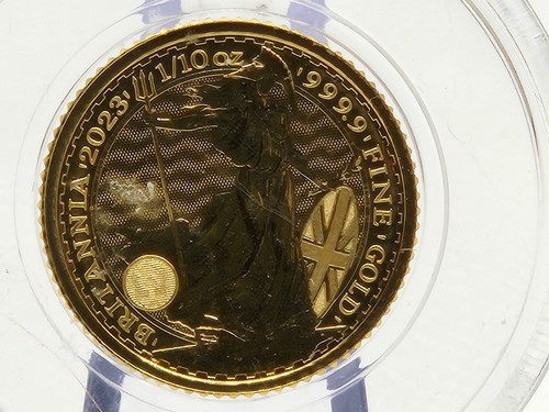 2023 Great Britain .9999 Gold 1/10 oz Gem £10 Royal Coat of Arms