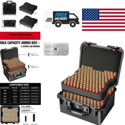 Durable Hard Plastic Ammo Case for 260 Shotgun Shells Waterproof and Secure