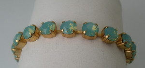 Authentic Mariana Yellow Gold Plated "Pacific Opal" Swarovski Crystal Tennis Bracelet