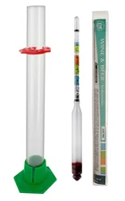 Triple Scale Hydrometer,13" Glass Test Jar with Stand and Safety Bumper