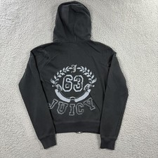 Juicy Couture Hoodie Womens Large Full Zip Fleece Crest Logo Y2K