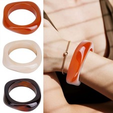 Vintage Punk Brown Coffee Thick Resin Acrylic Bangles Geometric Irregular Design