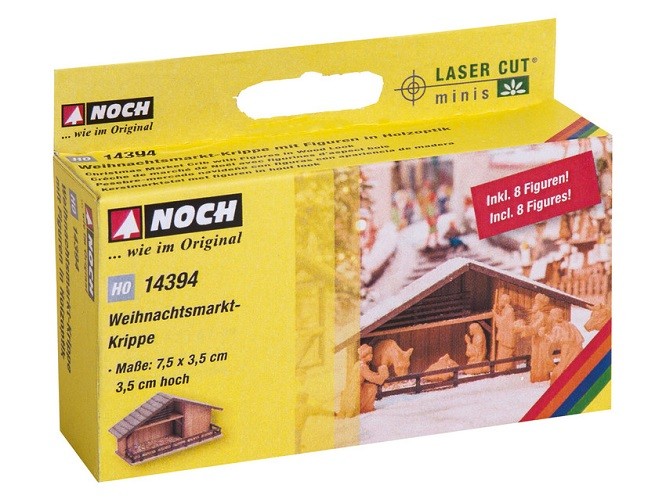 Noch 14394 - H0 Christmas Market Nativity Scene with Figures in Wood Look - New
