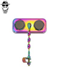 1x ORIGINAL LOWRIDER Rectangle Oil Slick Mirror Flat Twisted Black Reflectors.