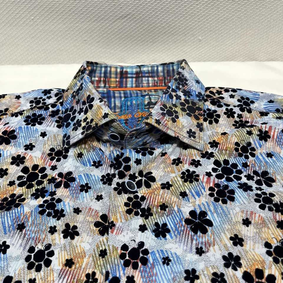 Camisa Luciano Visconti Para Hombre Grande Multicolor Floral Abstracta Manga Larga Botón Foto 2 de 4