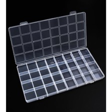 Transparent Bead Storage Box with 32 Grids Jewelry Organizer 10.2x5.1x0.7 inch