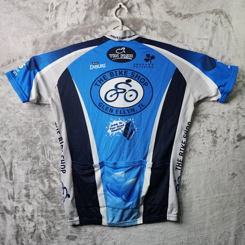 Camiseta deportiva de ciclismo Squadra para hombre XL Glen Ellyn IL The Bike Shop cremallera completa raglán Foto 2 de 4