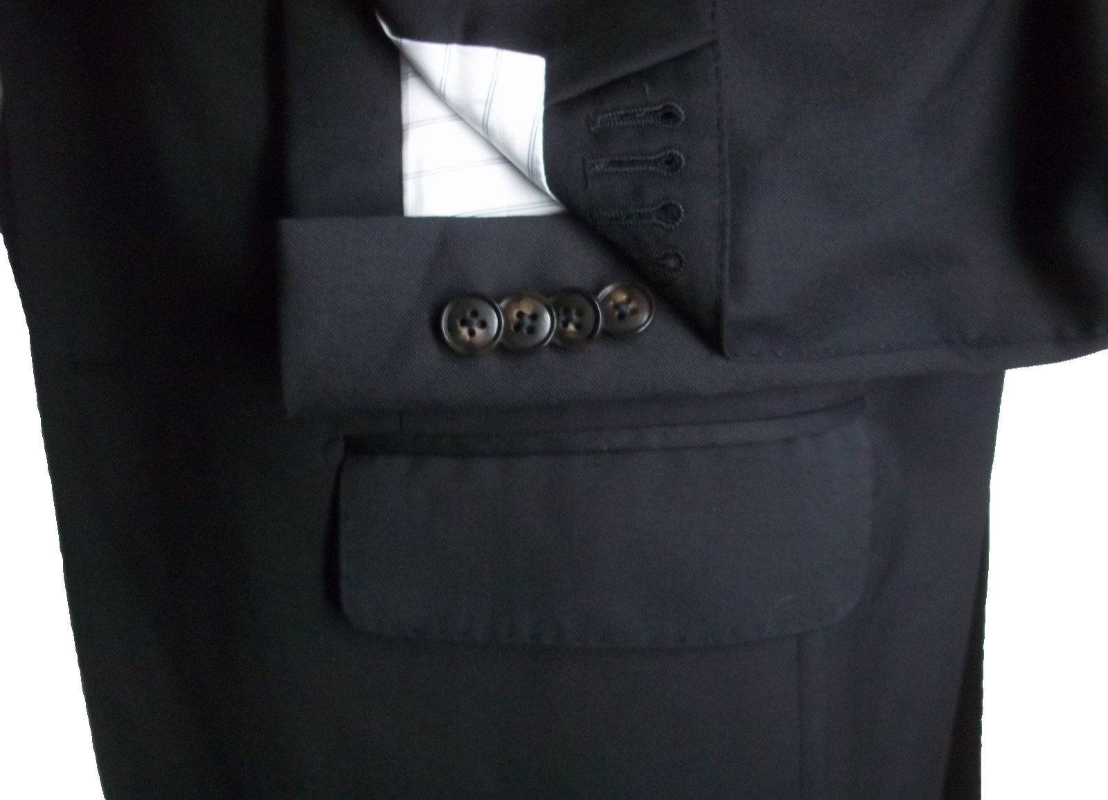 (( Suitsupply solid black 2Button side vents wool… - image 5