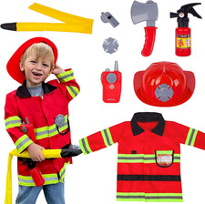 Firefighter Costume Dress-Up Toy for Kid 3 4 5 Years Old with Sound