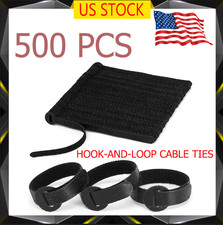 500 PCS Black Hook Loop Ties-Wire Cord Fastening Straps Reusable
