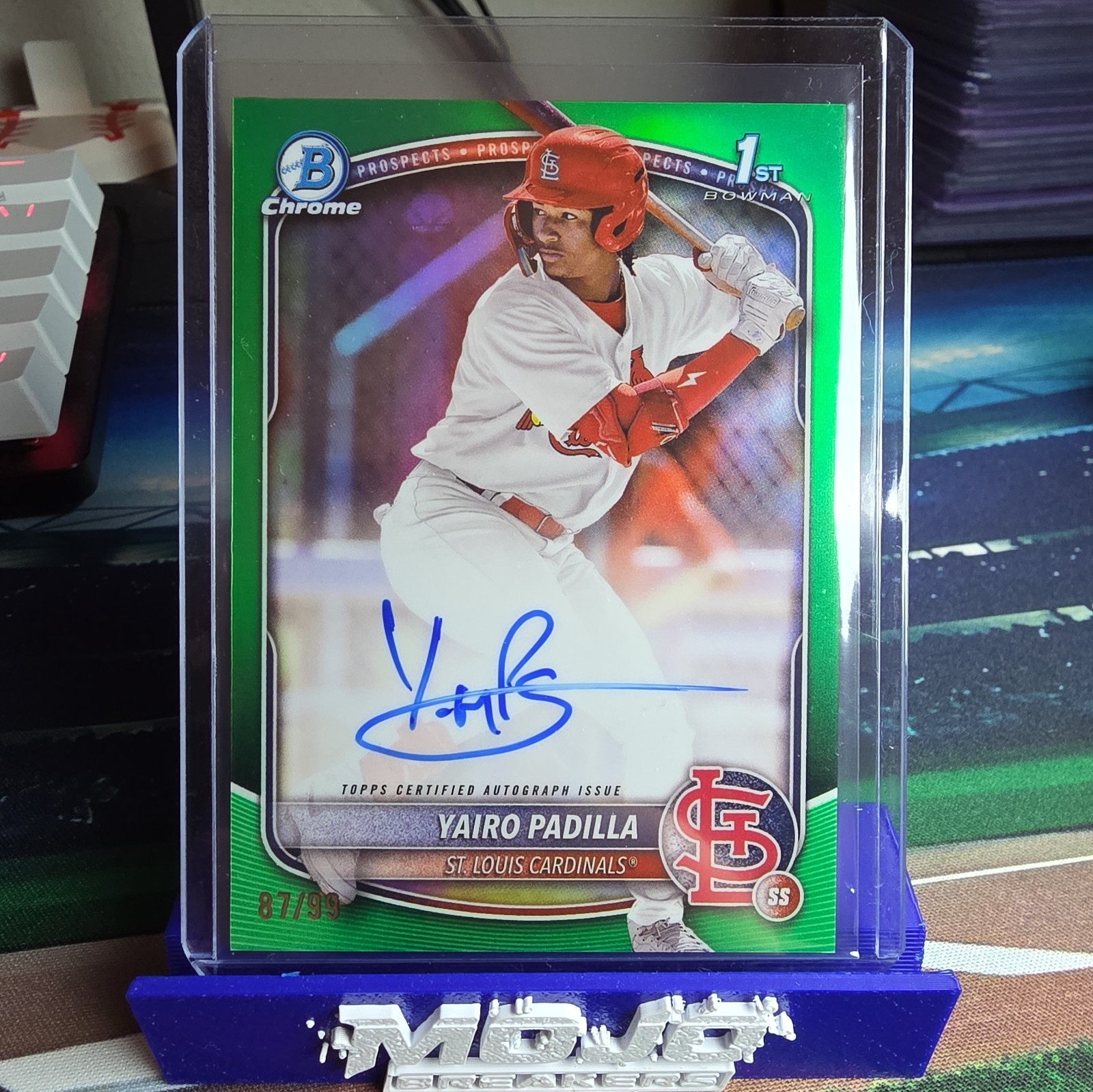 2025 Bowman Chrome Yairo Padilla 1st Bowman Green Lava Refractor Auto /99
