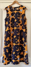 Marimekko X Uniqlo Women’s Orange Blue Print Sleeveless Midi Dress L UK 14 EU 42