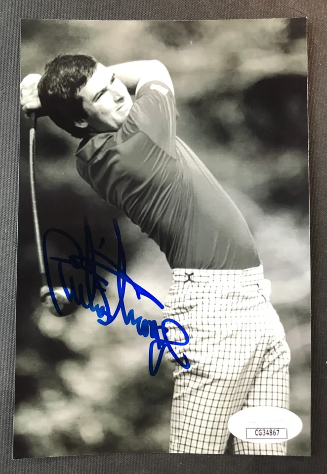 Foto assinada por Curtis Strange 6x4 P&B JSA com certificado de autenticidade profissional golfista PGA Tour US Open WHOF! - Imagem 2 de 4