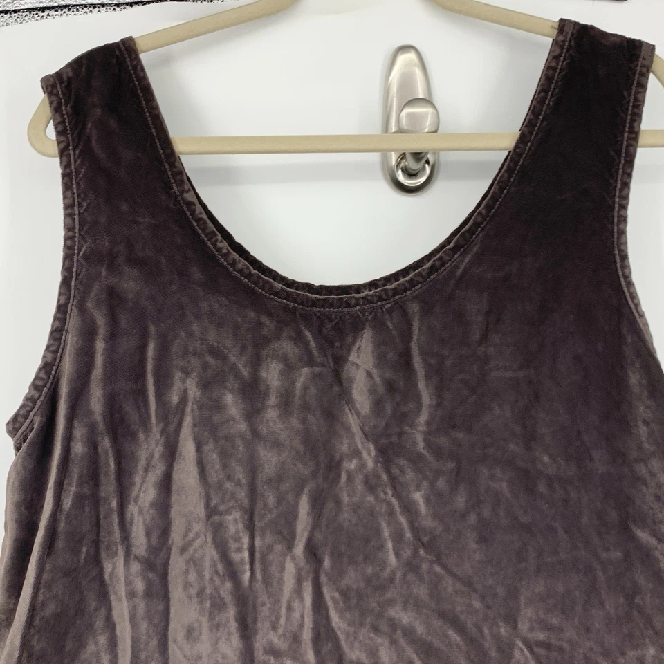 Vestido CP Shades Mujer Talla Grande Vintage Años 90 Largo Maxi Tanque Terciopelo Marrón Foto 4 de 4