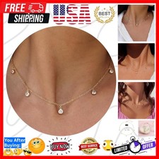 Dainty 14k Gold Plated/Silver Cubic Zirconia Necklaces for Women, Simple CZ J...