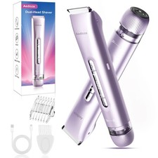 Bikini Trimmer for Women 2 in 1, Dual Head Womens Electric Shaver, Purple