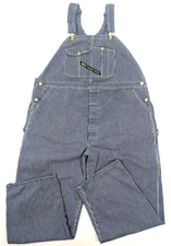 Vtg Key Imperial Conductor Stripe Denim Overalls Men 44x29 Blue USA Carpenter