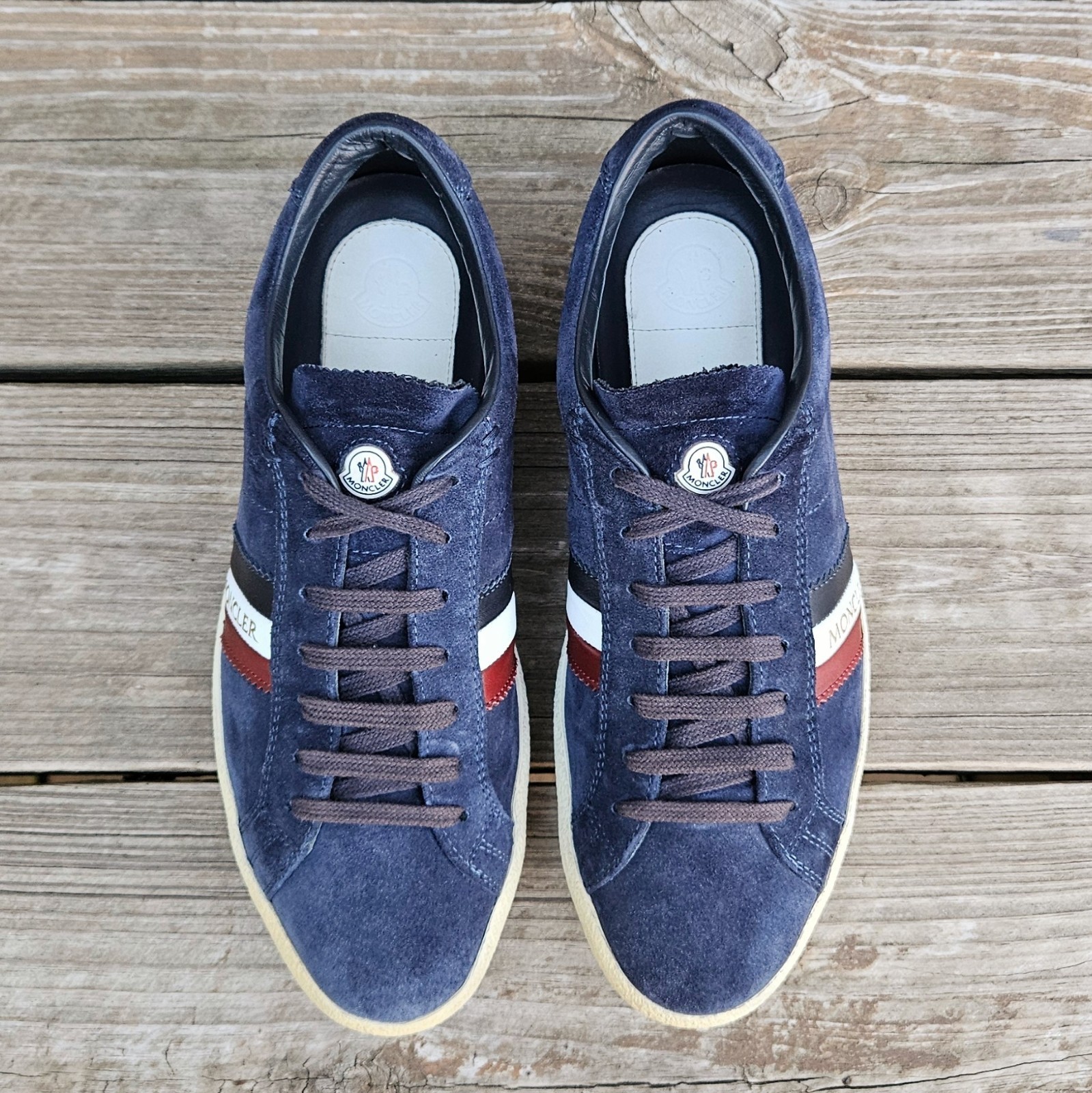 Moncler Monaco Suede Navy Blue Low Top Sneakers Size 9 D US $580 thumbnail 5