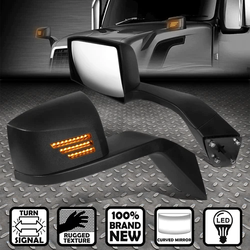 [SEQUENTIAL STRIPE LED TURN SIGNAL] FOR 04-17 VOLVO VN MANUAL SIDE HOOD MIRRORS