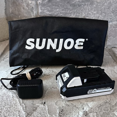 #ad #ad Working Sun Joe 24V 1.3 Ah Lithium Battery amp; Power Charger Cable 24VBAT LTW $24.63