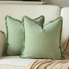 Set of 2 Decorative Fringe Throw Pillow Covers Chenille Pillow Covers Elegant...