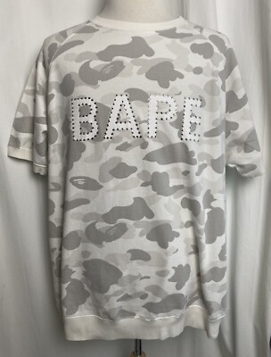 Vintage A Bathing Ape Bape ABC White Camo Swarovski Crystal Mens XL Sweater Rare