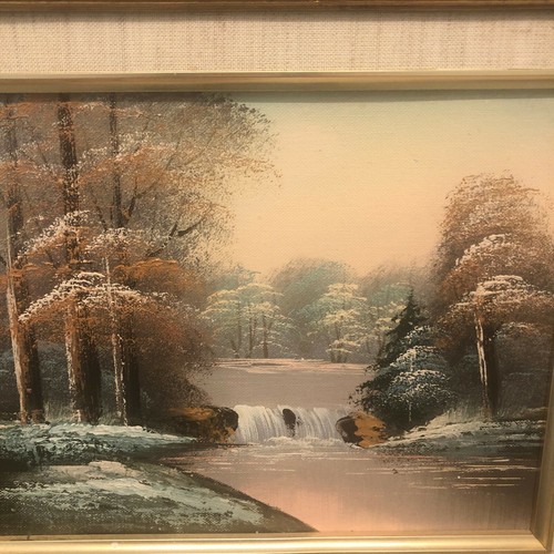 Signed Forest Stream Landscape Oil Painting Framed 14 1/2 X 12 1/2 - Picture 2 of 9