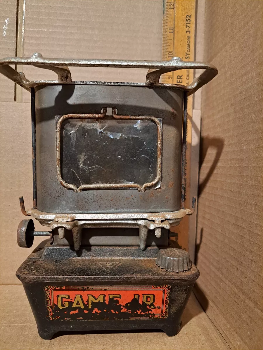 Vintage GAME JR Sad Iron Heater nickel trim Kerosene