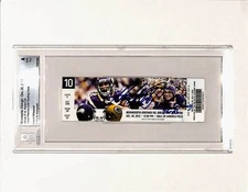 Adrian Peterson Signed Vikings 12/30/12 2097 Yds Slab Ticket Beckett 43403