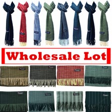 Unisex Winter 100 CASHMERE Stripe Plain Scarves Wool SCOTLAND Made Scarf Lot