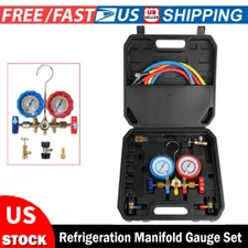 R134-A R22 R12 R502 Refrigeration Manifold Gauge Set for AC/HVAC Hose System