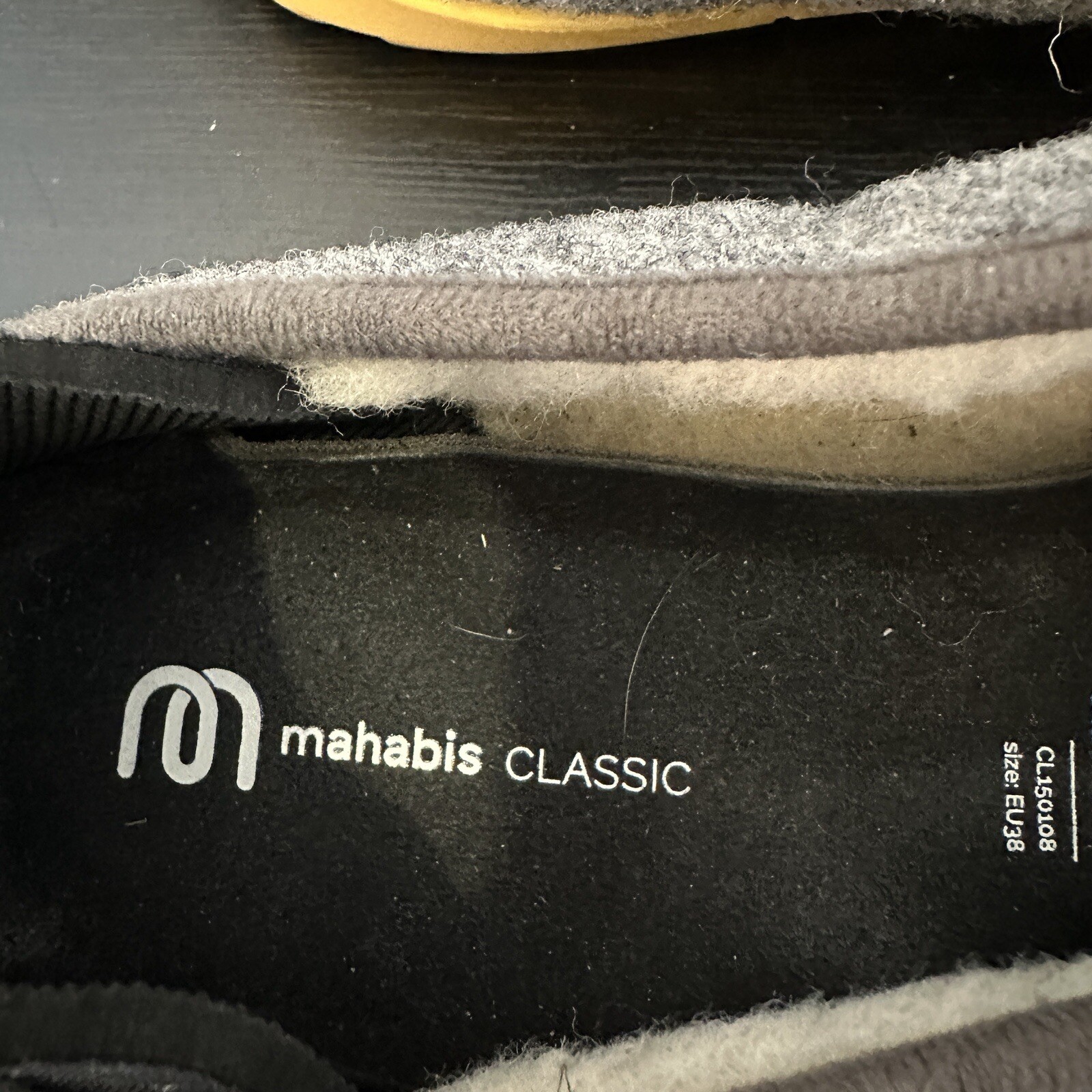 SAOLA Ciabatta classica lana Mahabis grigio giallo suola rimovibile donna EU 38 US 7 5