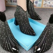2022 New Women Rhinestone Ankle Boots, Fashion Autumn/Winter Shoes