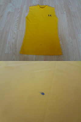 Youth Boys Under Armour L Yellow Compression Shirt Sleeves Cutoff