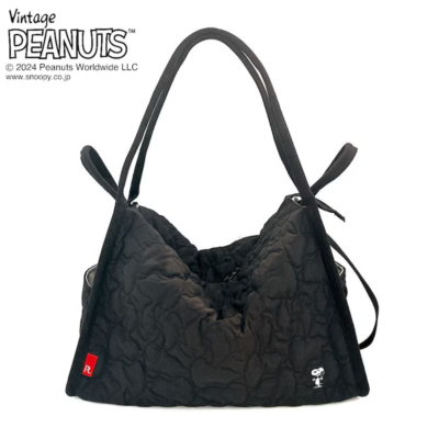 スヌーピー セレクト mama Peanuts Snoopy 2WAY Mother's Bag Quilt Peanuts Black ROOTOTE Japan