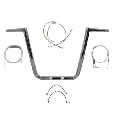1 1/4'' Chrome 16'' Twin Peaks Hefty Bar Kit 2012-2017 Harley Dyna Fat Bob w/ABS