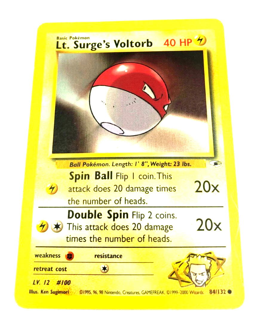 LT. SURGE'S VOLTORB #100 1995 Pokemon Playing Game Card 84/132